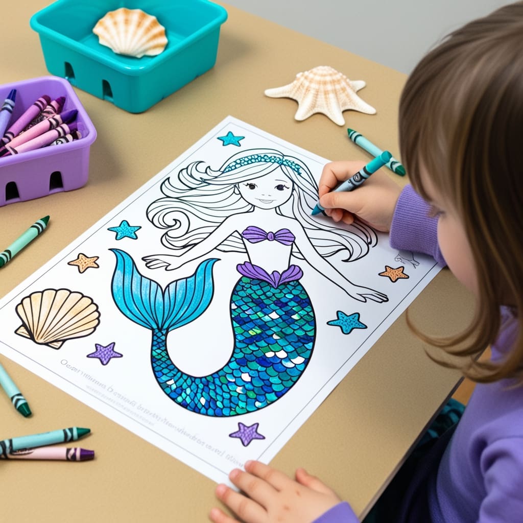 Mermaid coloring pages 1