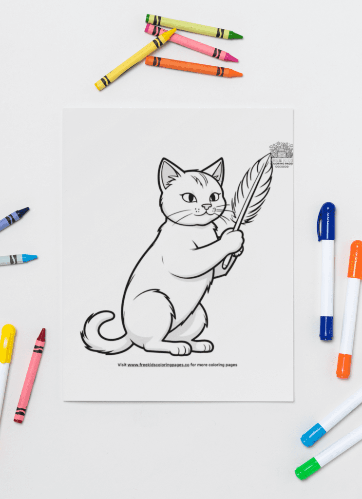 Mockup featuring a coloring book surrounded by crayons and markers 30944