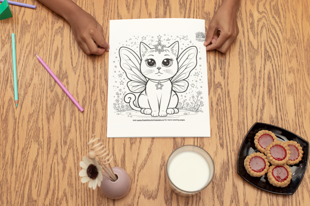 Mockup of a girl using a coloring book 30984