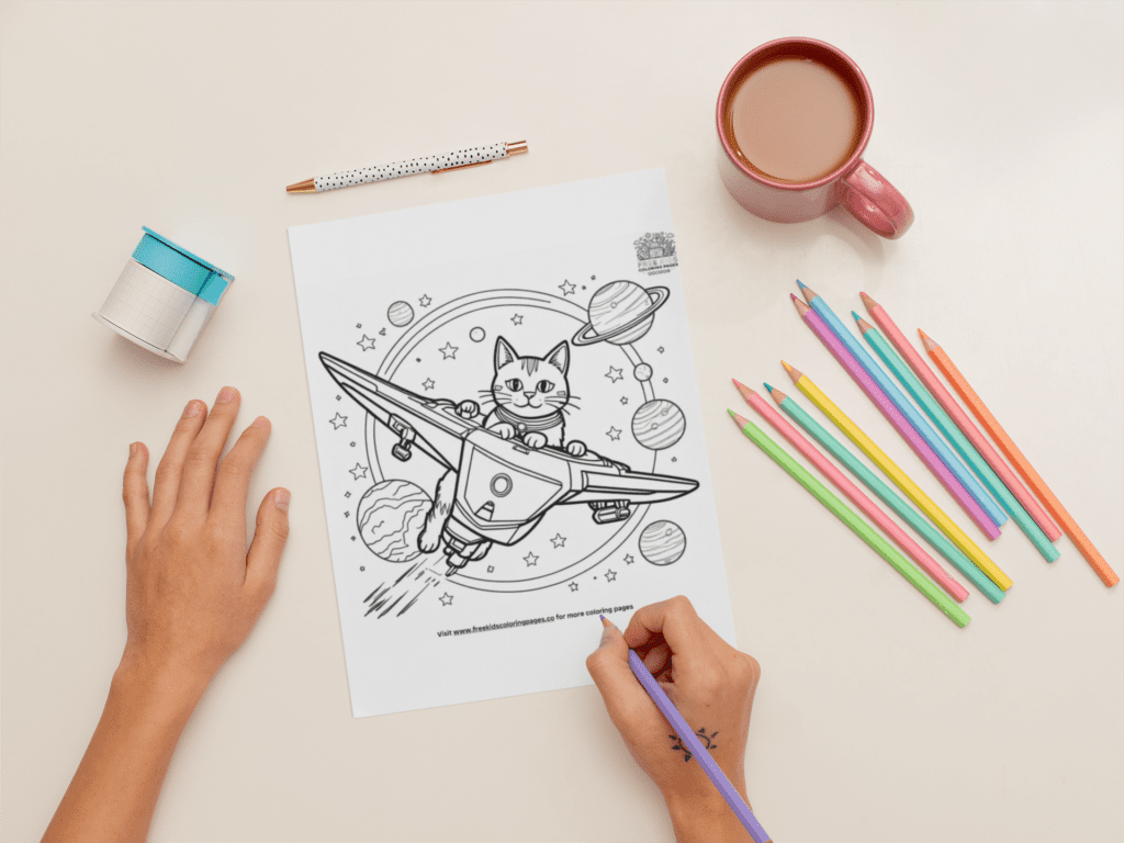 Sketch paper mockup featuring a woman coloring 31038