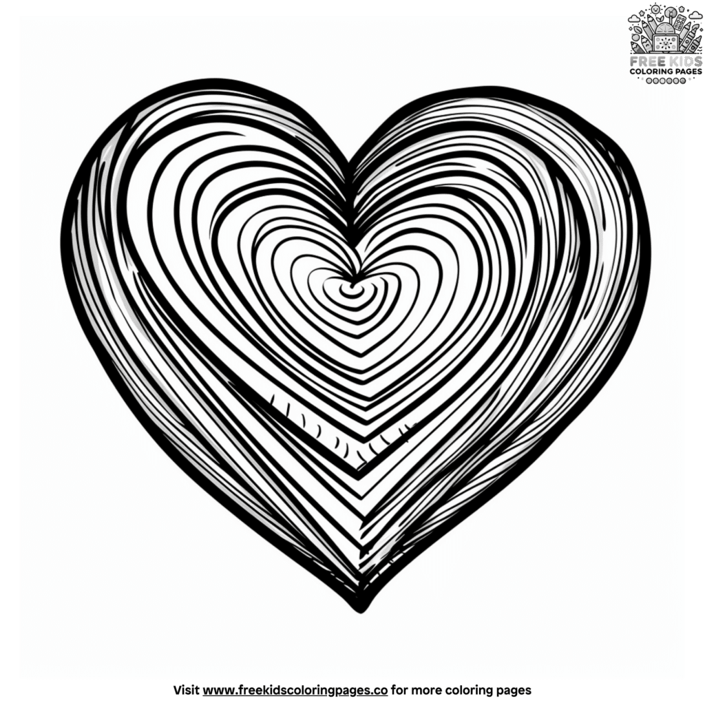 Free sculptural heart coloring pages for kids