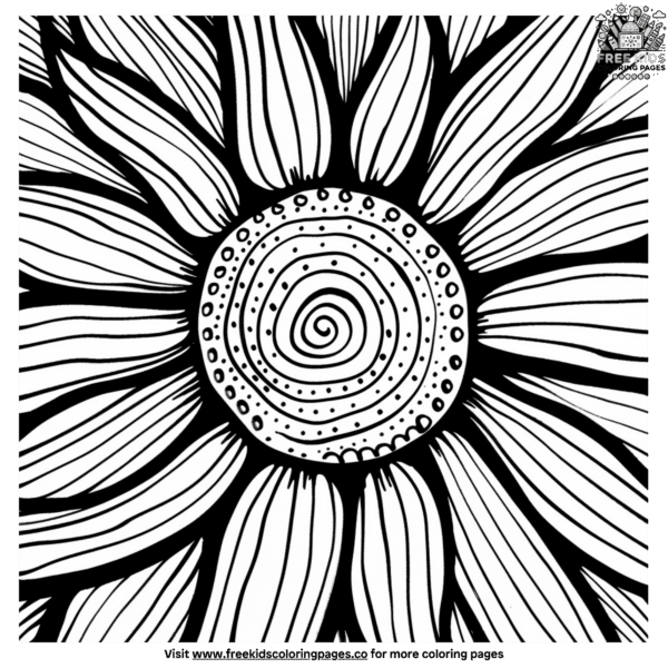 Abstract sunflower coloring pages