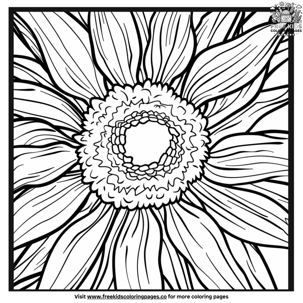 Fun Complex Sunflower Coloring Pages For Kids