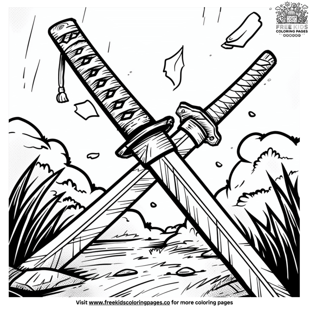 Action packed ninja sword coloring pages master the art of the blade
