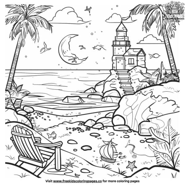 Adorable and cute beach coloring pages for kids