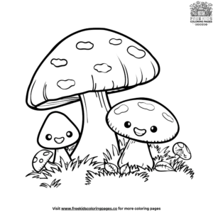 Lovable cute mushroom coloring pages