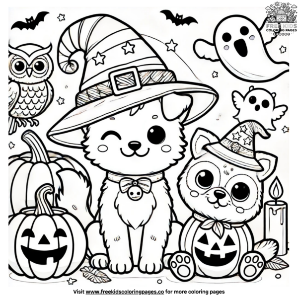 Adorable Animal Halloween Coloring Pages