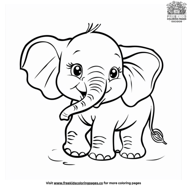 Charming baby elephant coloring pages