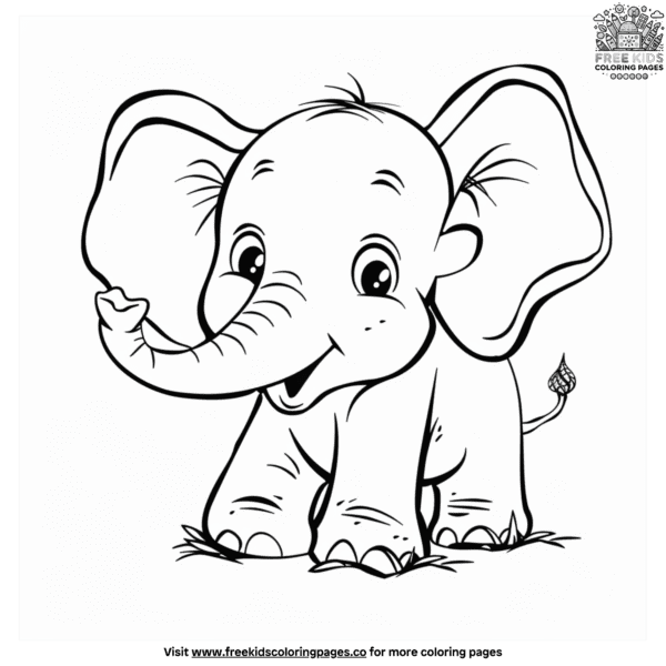 Adorable baby elephant coloring pages