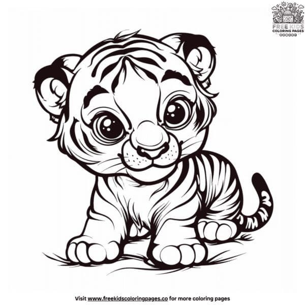 Cute baby tiger coloring pages