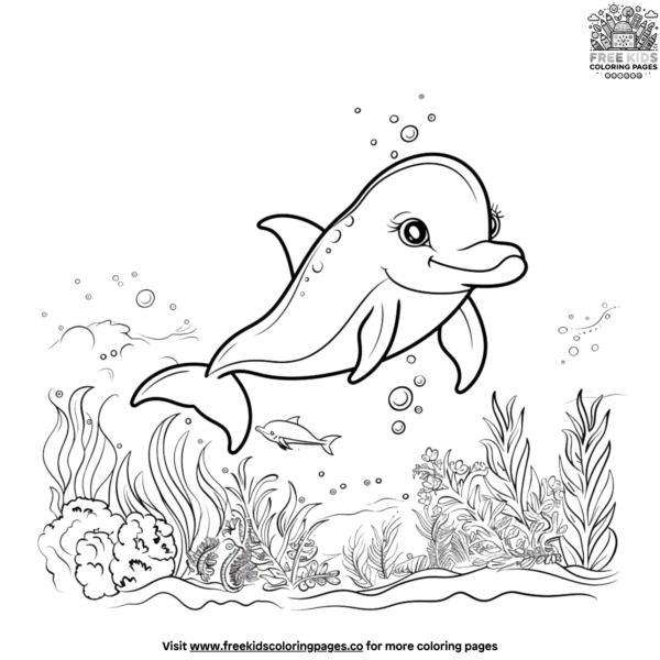Adorable Cute Dolphin Coloring Pages For Kids