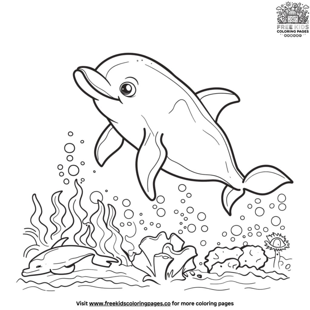 Adorable cute dolphin coloring pages for kids