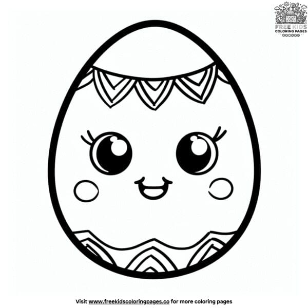 Kawaii easter egg coloring pages