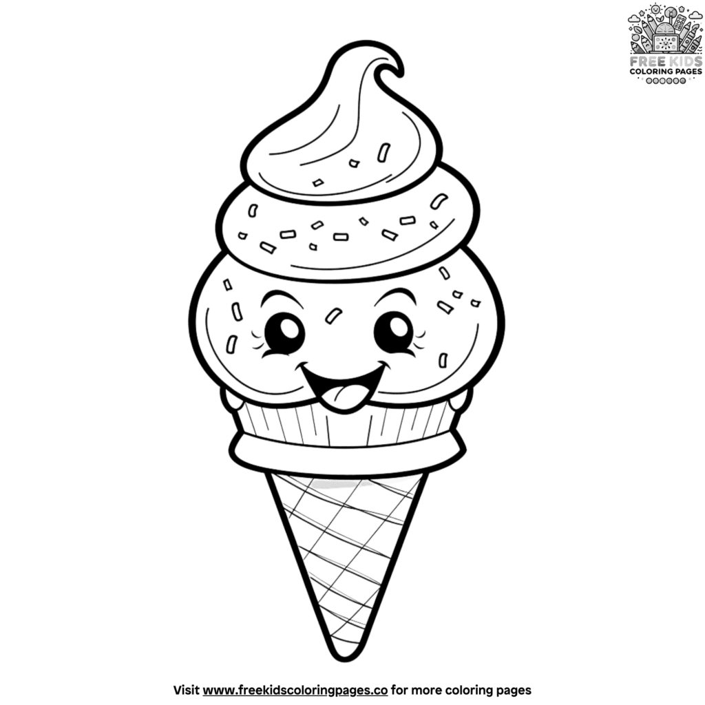 Sweet Cute Ice Cream Coloring Pages