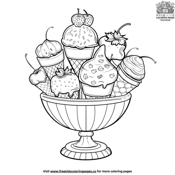 Charming cute ice cream coloring pages