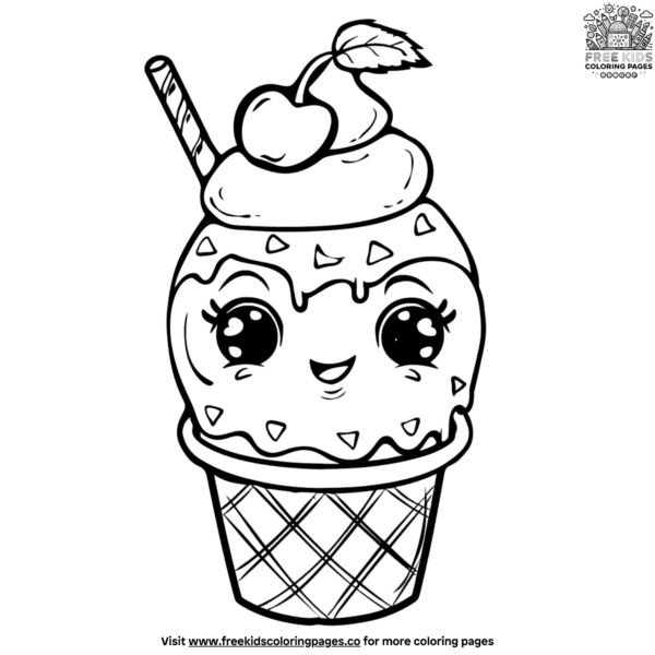 Sweet cute ice cream coloring pages