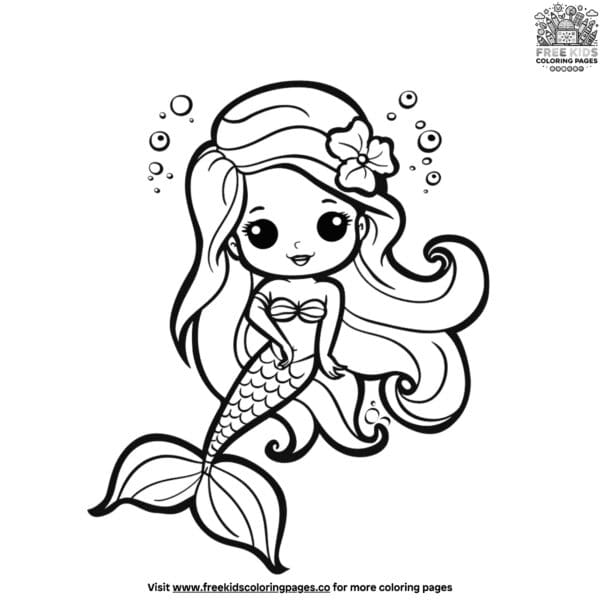 Cute mermaid coloring pages