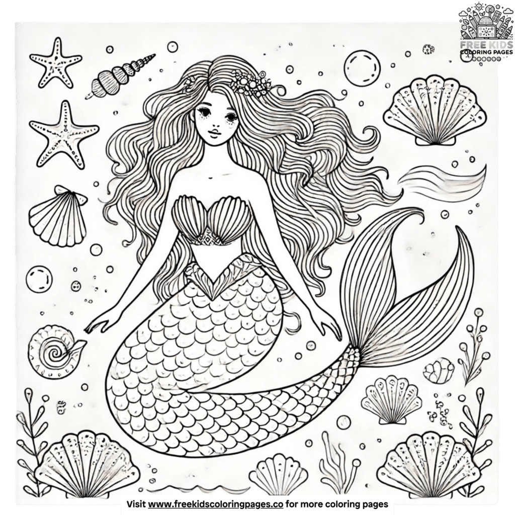 Lively mermaid coloring pages