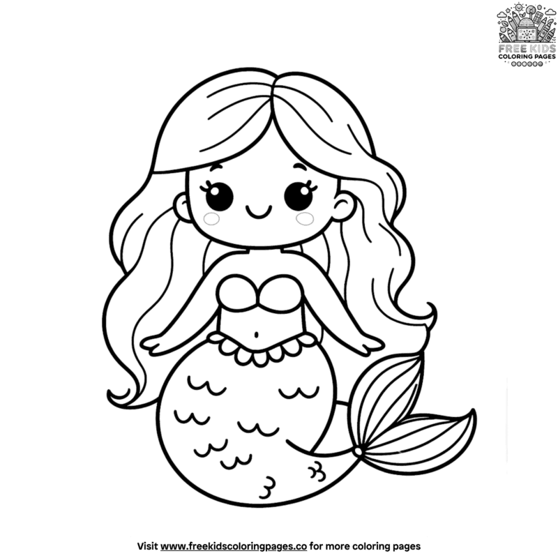 Adorably Cute Mermaid Coloring Pages For Kids