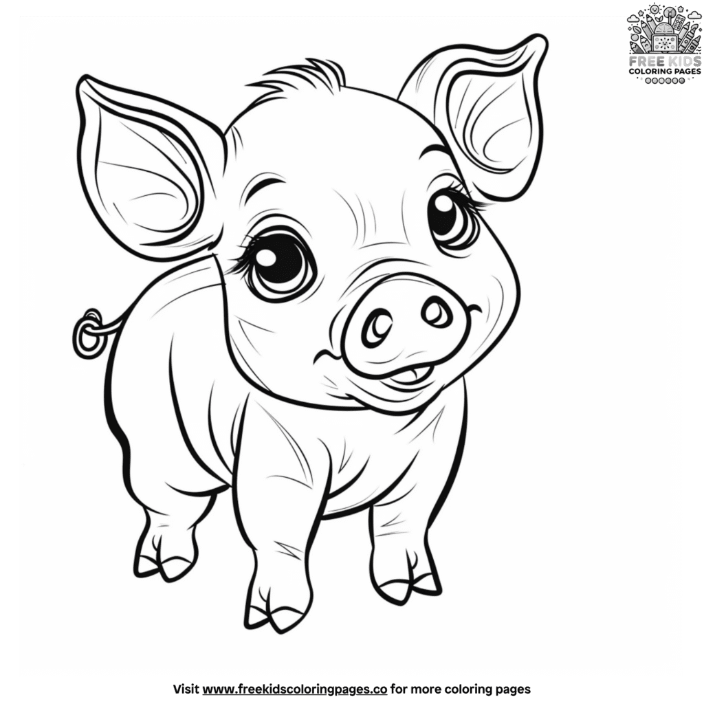 Adorable cute pig coloring pages