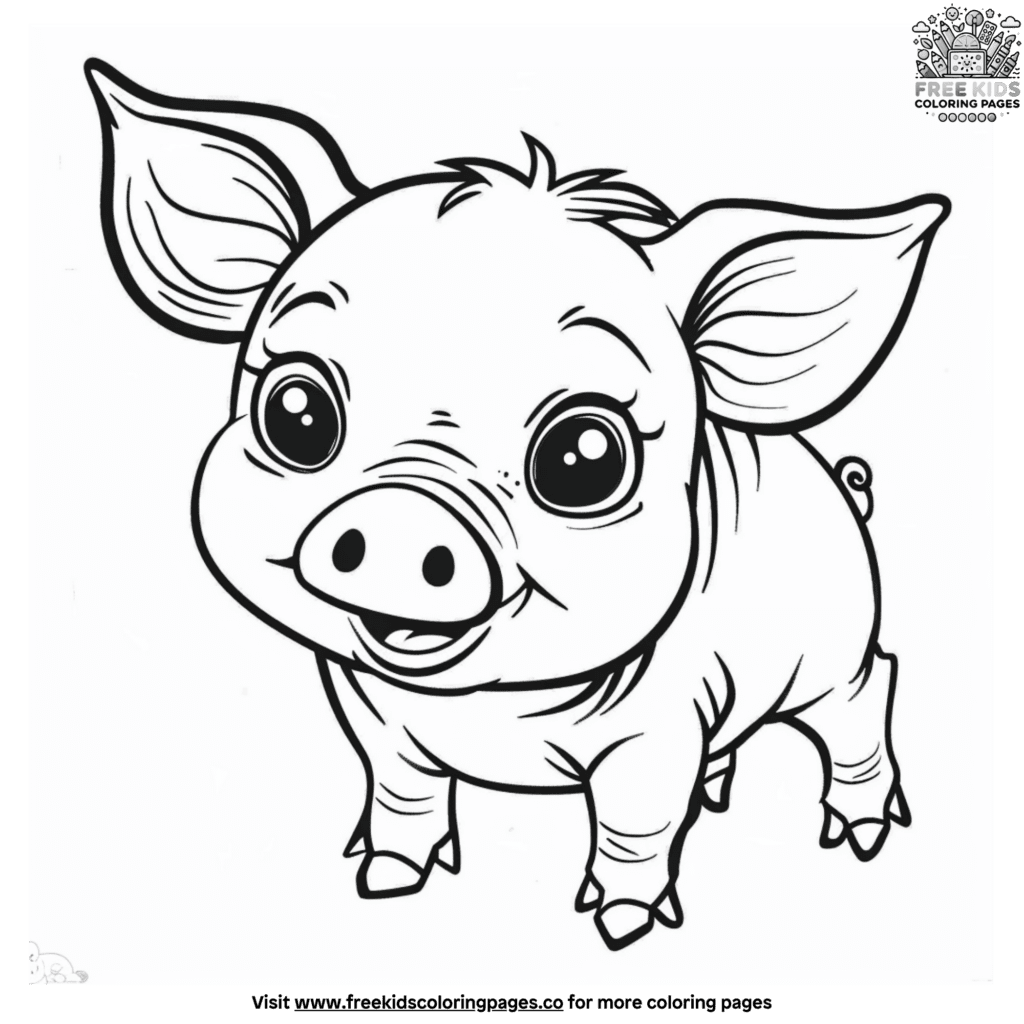 Adorable cute pig coloring pages