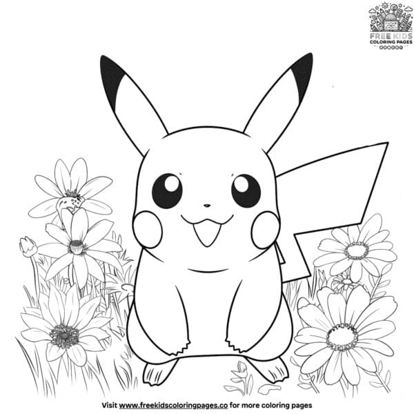 Cute pikachu coloring page