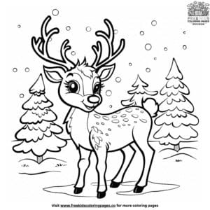 Snowy Reindeer Coloring Pages