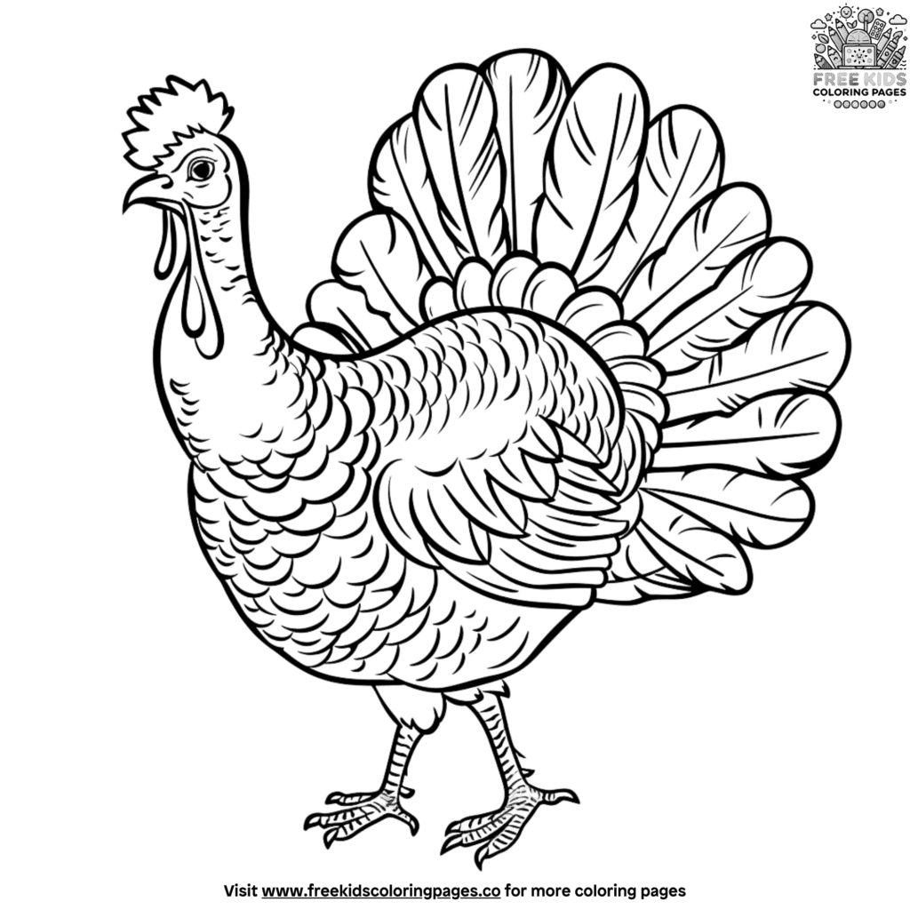 Simple turkey coloring pages free kids coloring pages