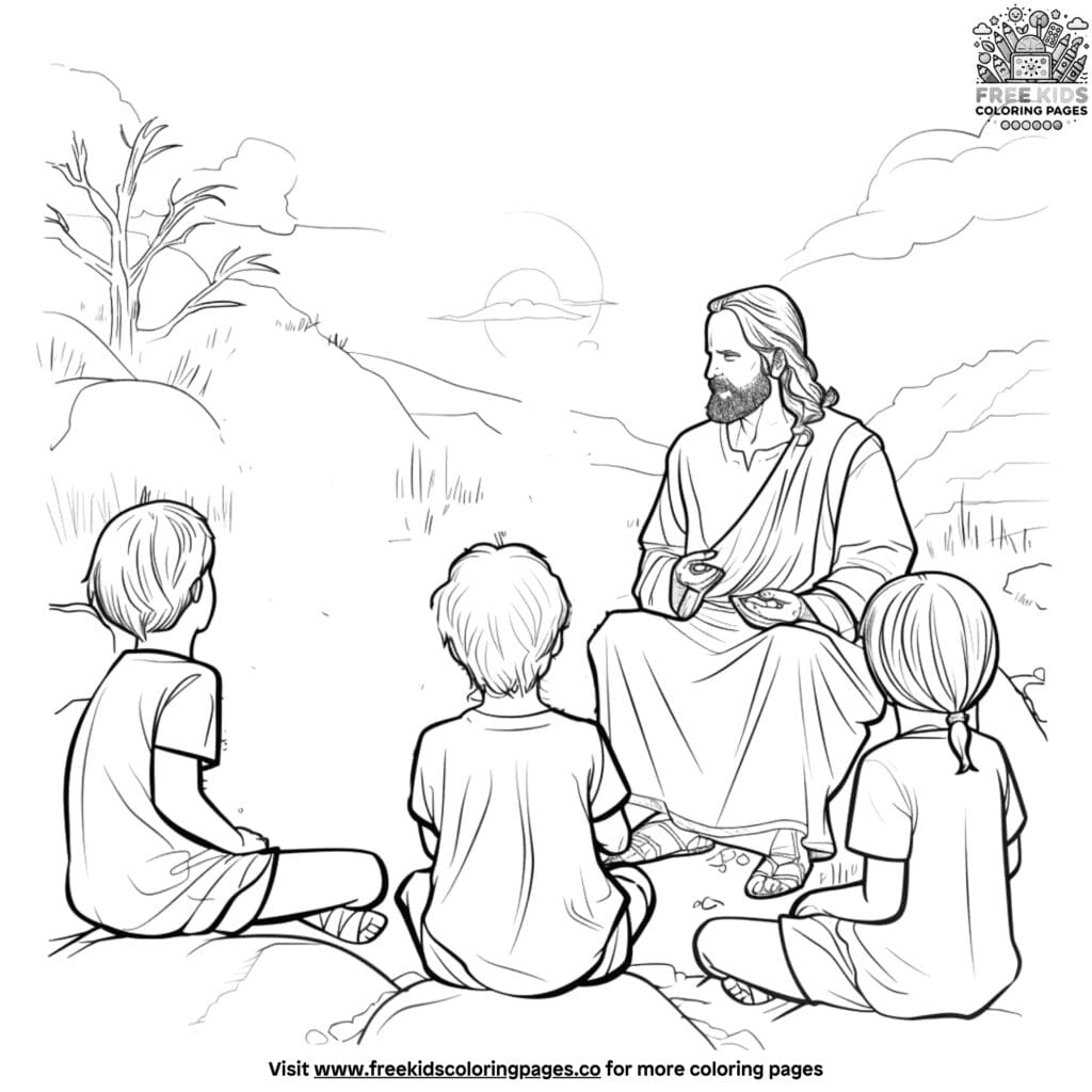 Jesus loves the little children coloring page