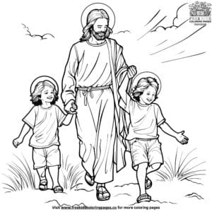 Jesus With Little Children Coloring Pages