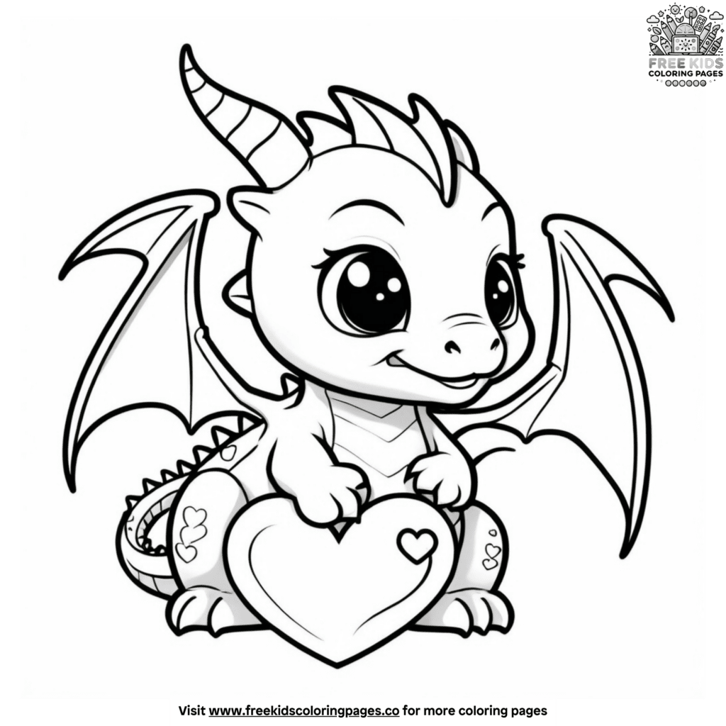 Cute kawaii dragon coloring pages