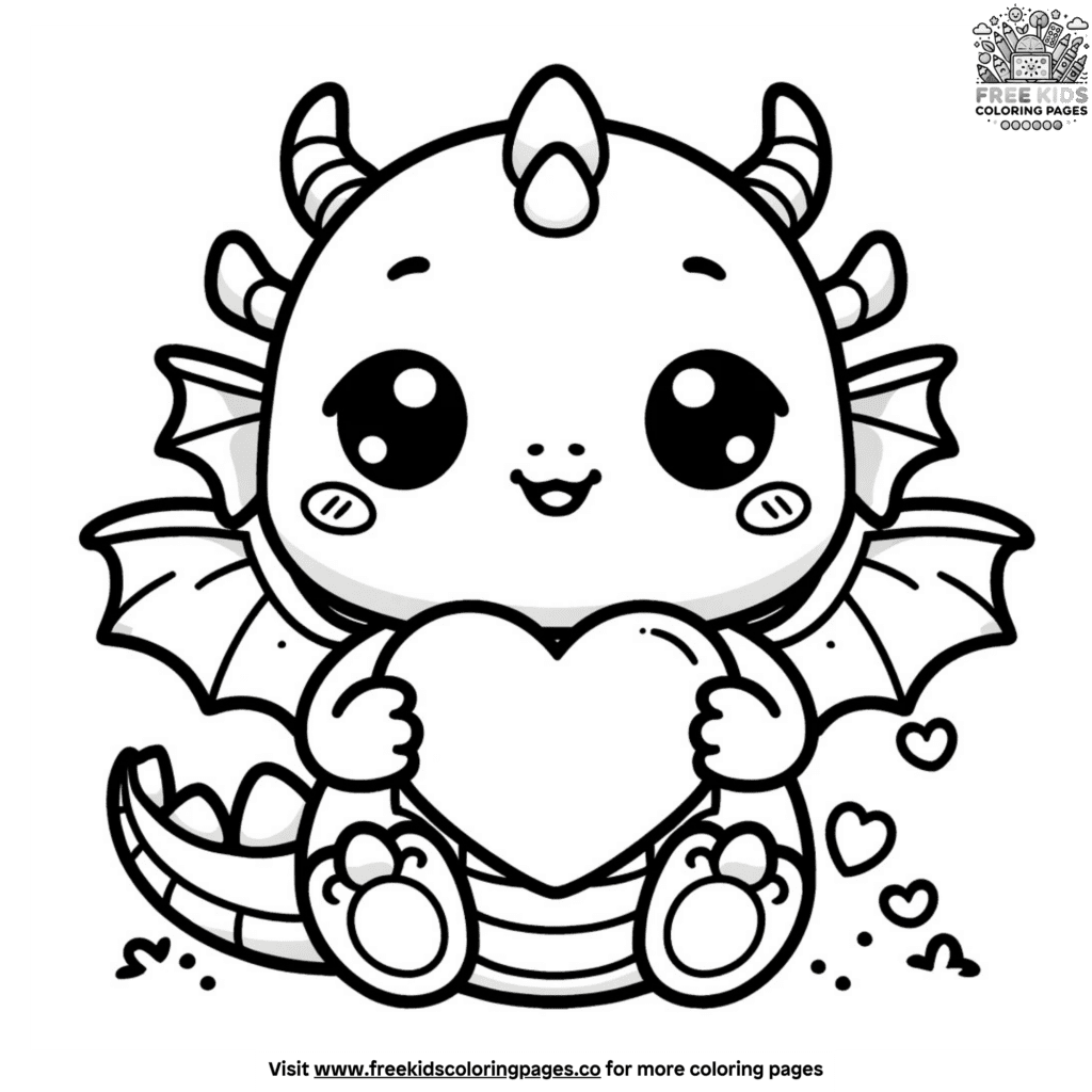 Lovely kawaii dragon coloring pages