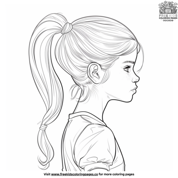 Ponytail Realistic Girl Coloring Pages