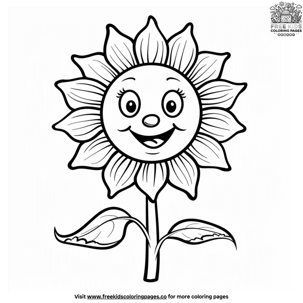 Adorable sunflower coloring pages for preschoolers