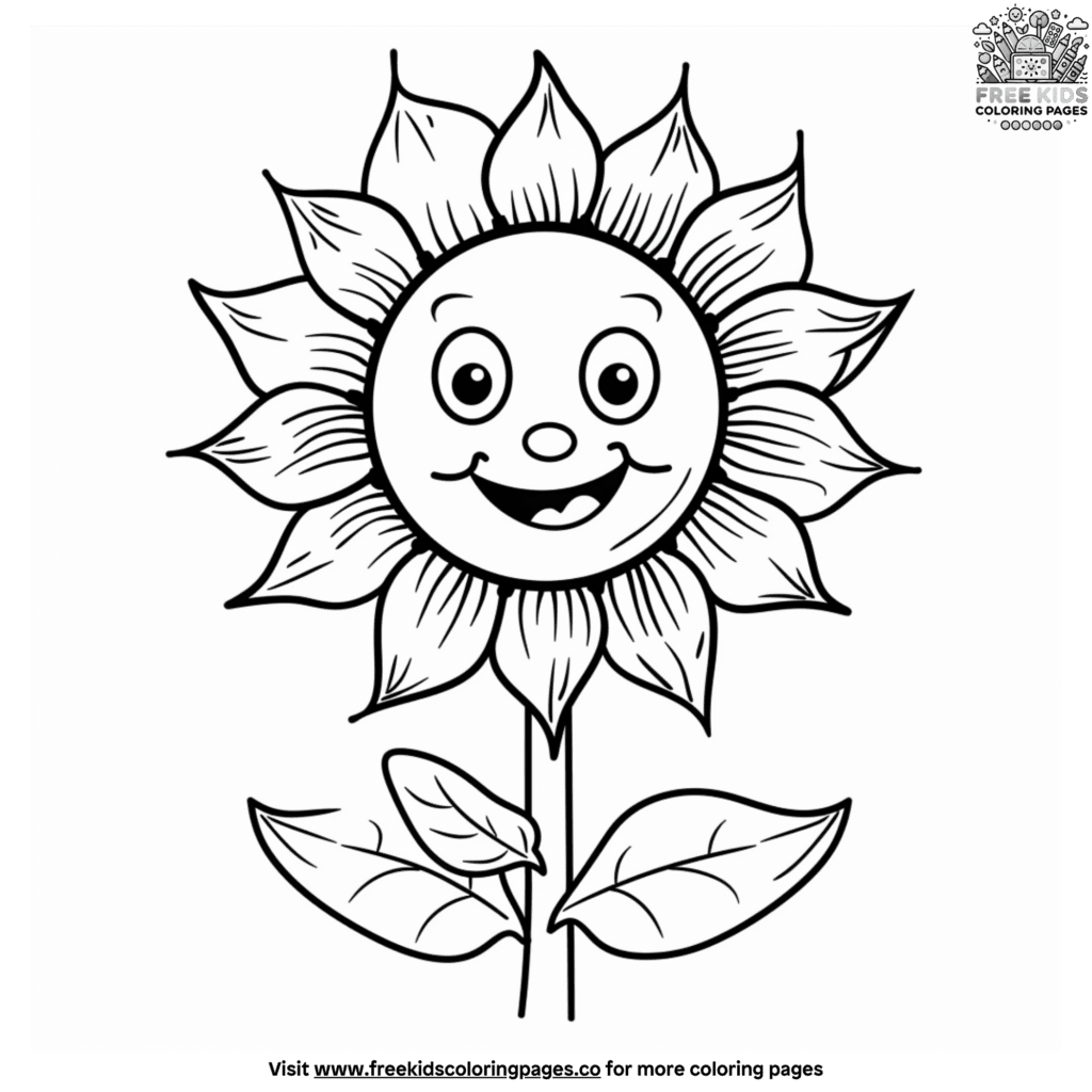 Adorable sunflower coloring pages for preschoolers