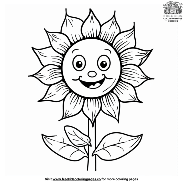 Animated sunflower coloring pages