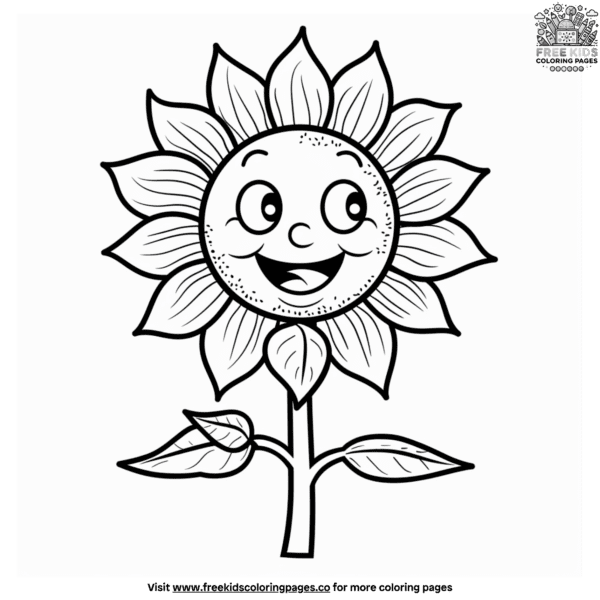 Cartoon sunflower coloring pages