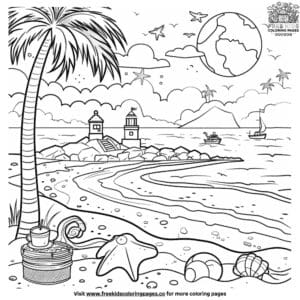 Relaxed Beach View Coloring Pages