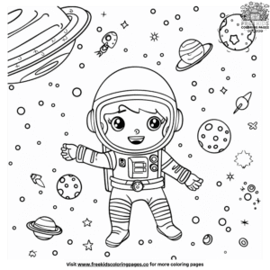 Adorable and cute space coloring pages