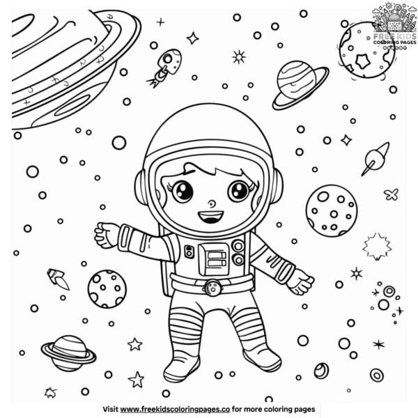 Adorable and cute space coloring pages