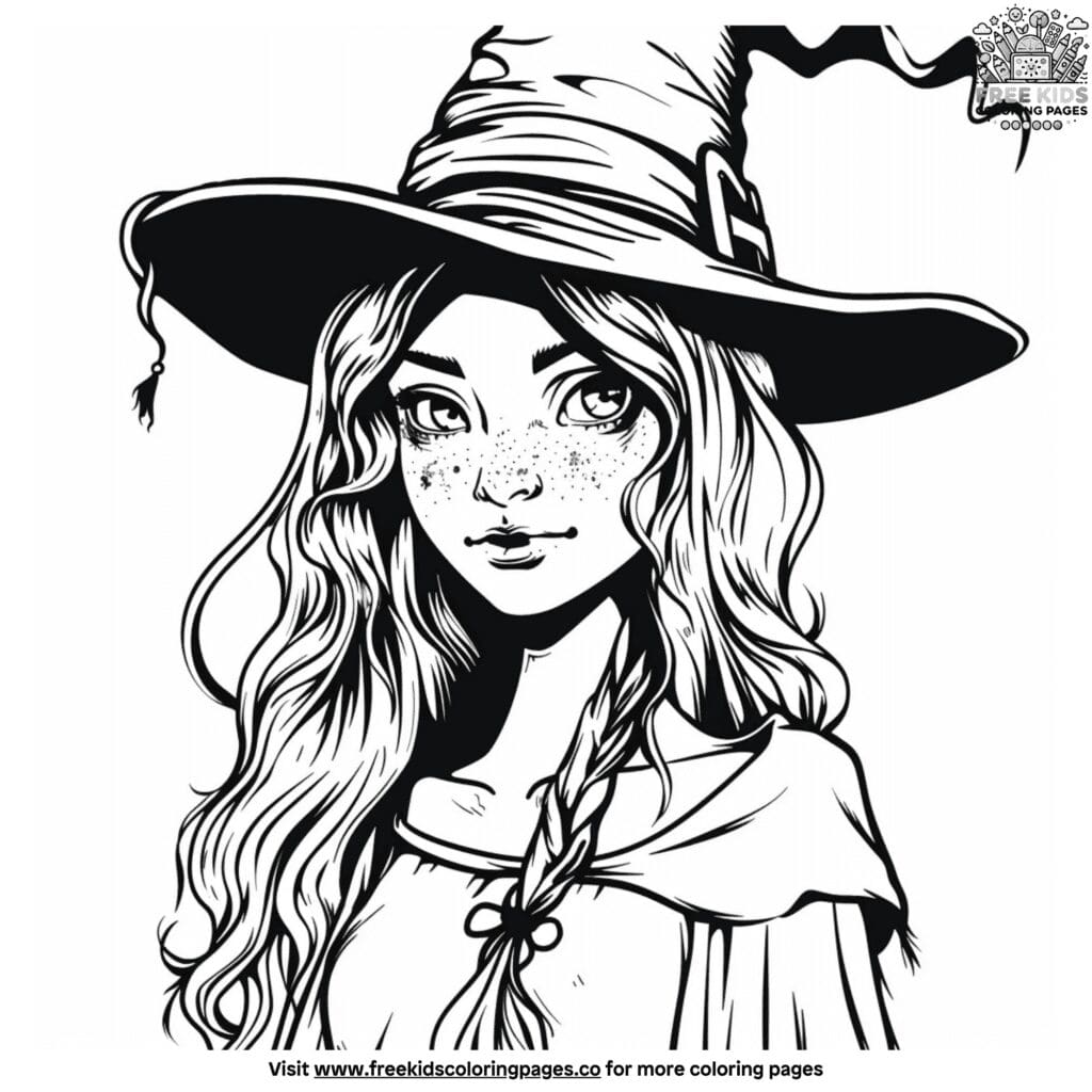 Cute witch coloring pages