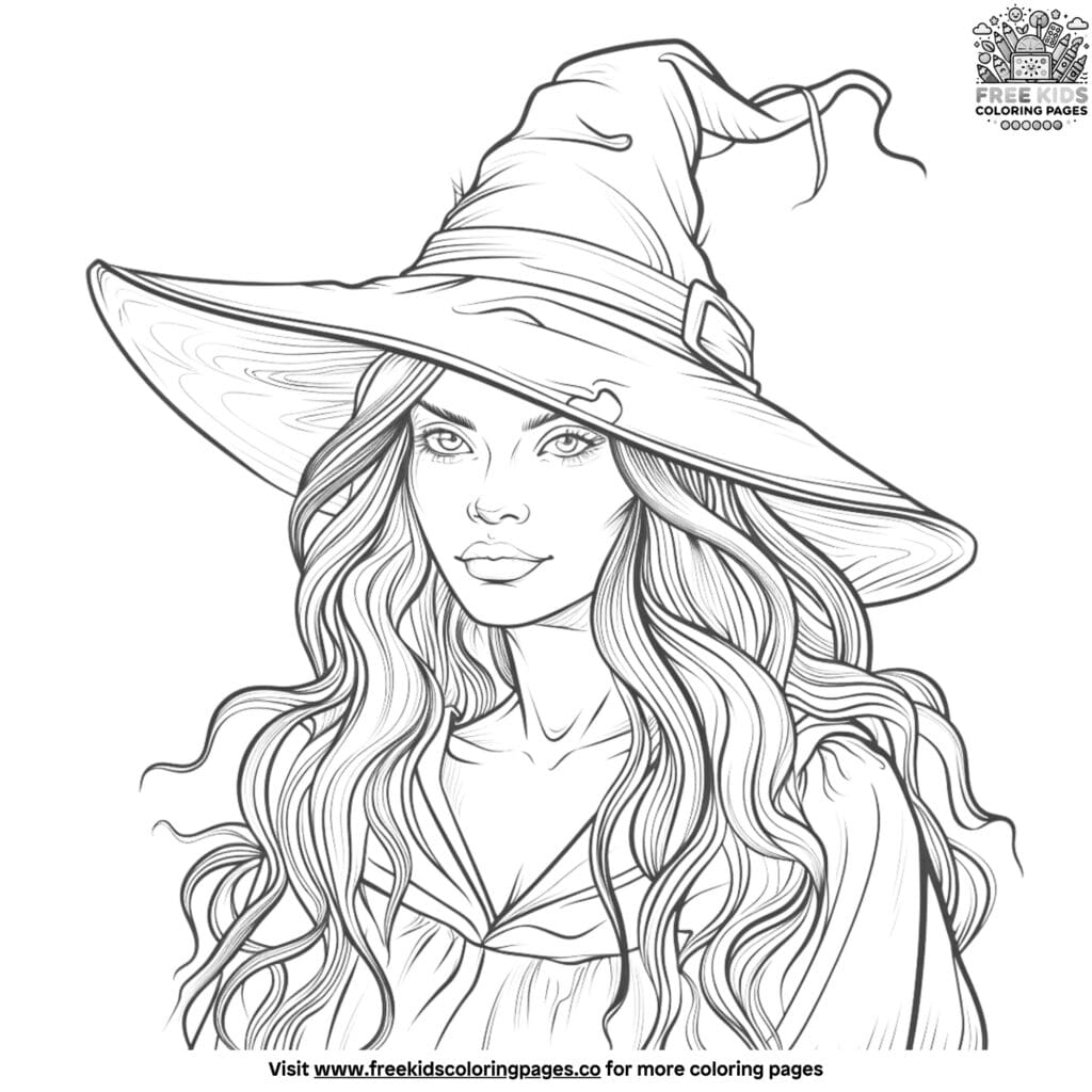 Cute witch coloring pages