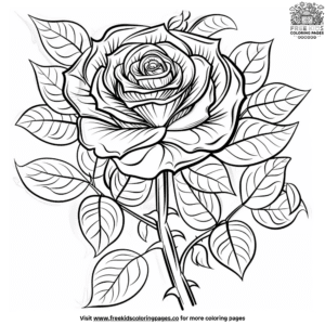 Adorable Realistic Rose Coloring Pages For Toddlers