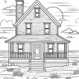 Alluring Beach House Coloring Page