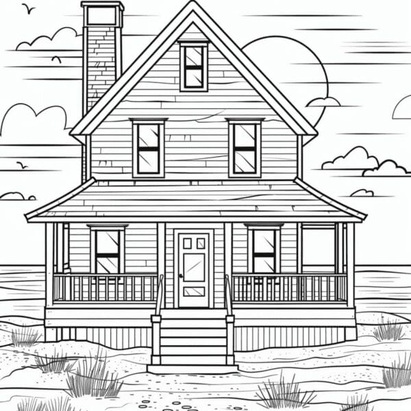 Captivating beach house coloring pages