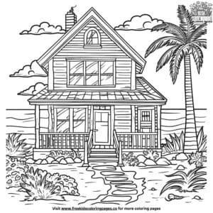 Glamorous Beach House Coloring Pages