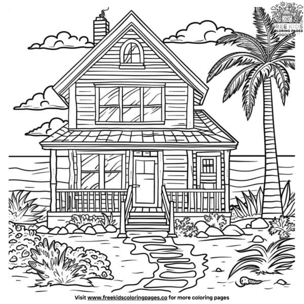 Glamorous beach house coloring pages