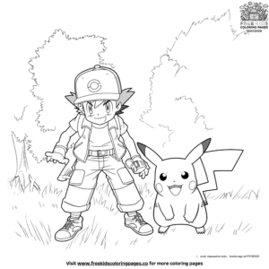 Ash and Pikachu Pokémon Coloring Pages