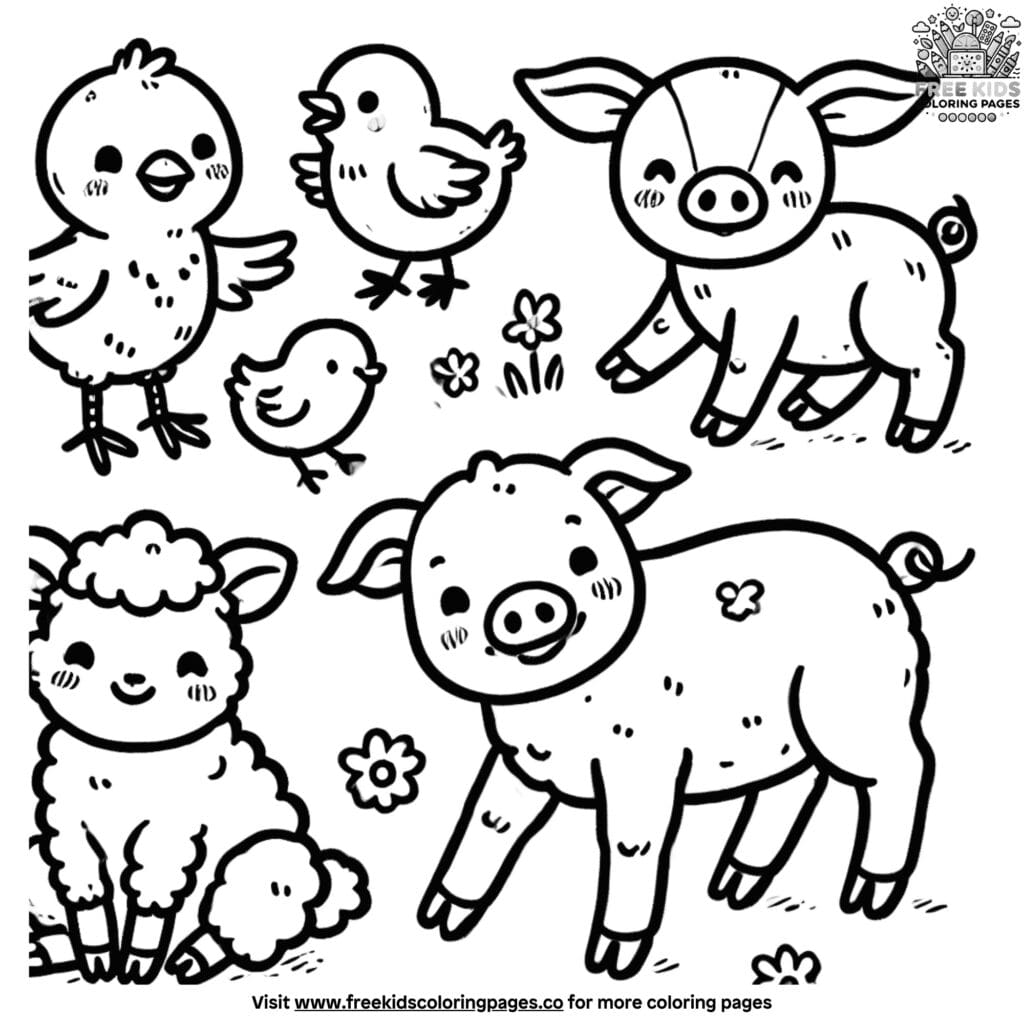 Baby farm animals coloring pages