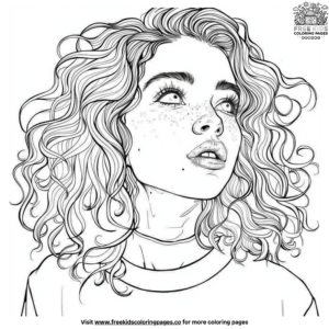 Curly Hair Realistic Girl Coloring Pages